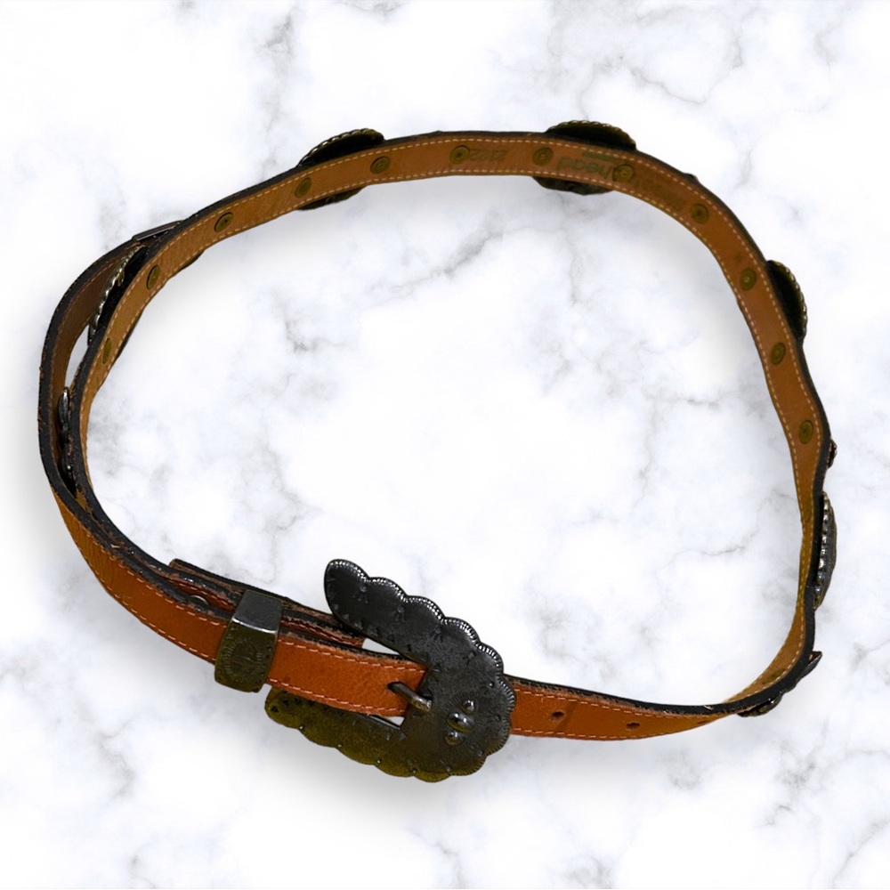 Streets Ahead Belt Brown Leather Metal Medium Western Statement Fashion - Picture 2 of 8